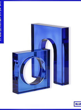 蓝色几何样板间轻奢风软装饰品