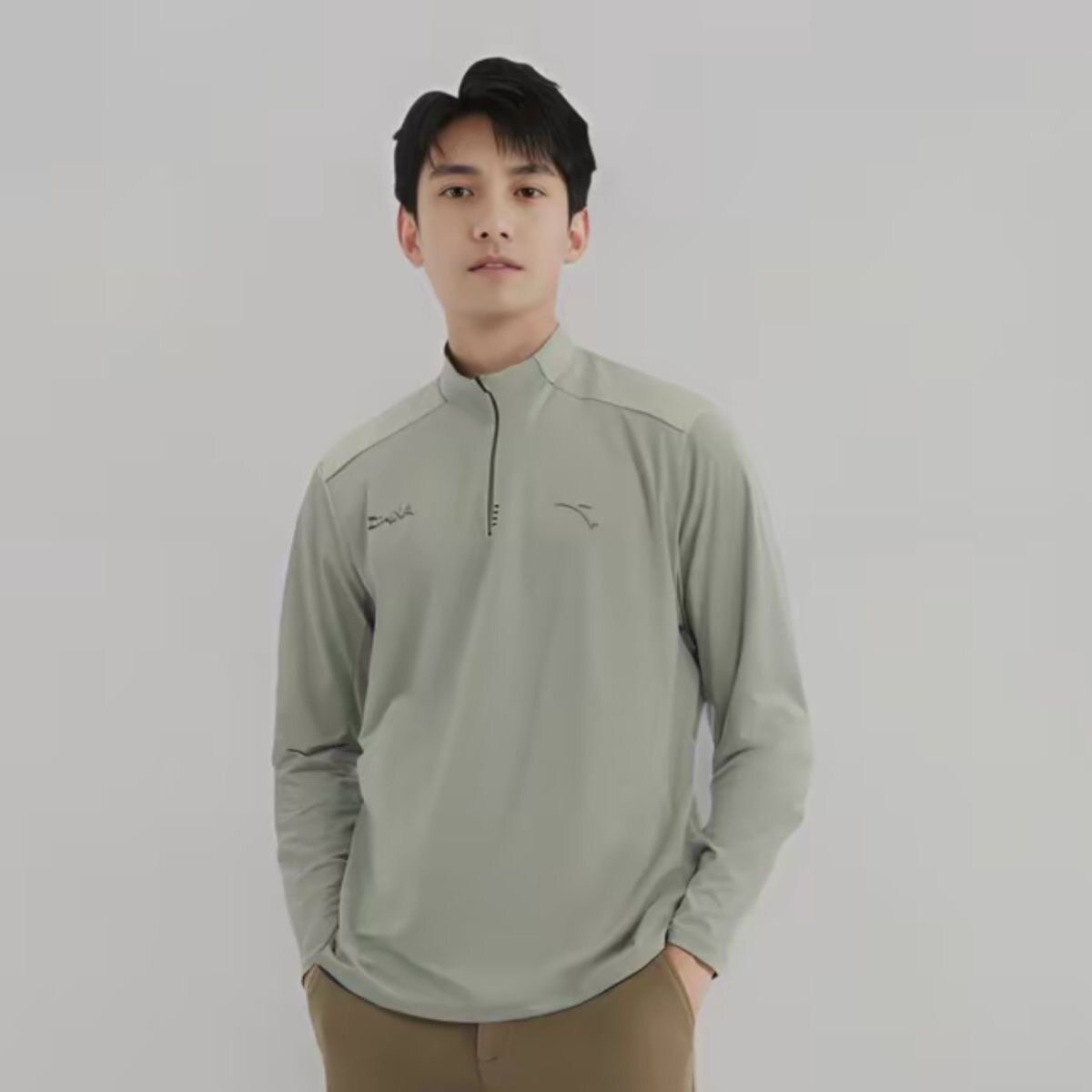 安踏 男2024冬季时尚潮流半拉链立领长袖T恤卫衣针织衫152447410S图片