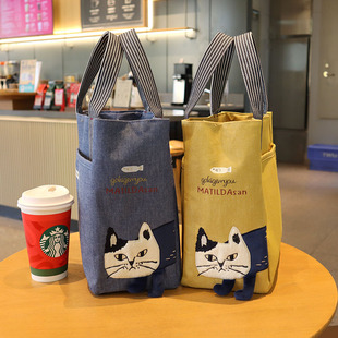 正品日本kusugusu大容量带隔层手提袋上班带饭包便当包学生补习袋