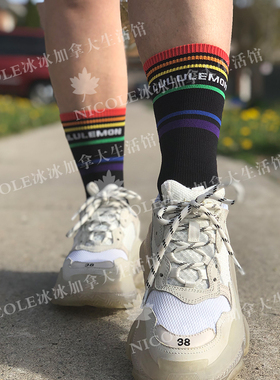 现货加拿大露露Tale to tell crew sock*love 彩虹袜一对装