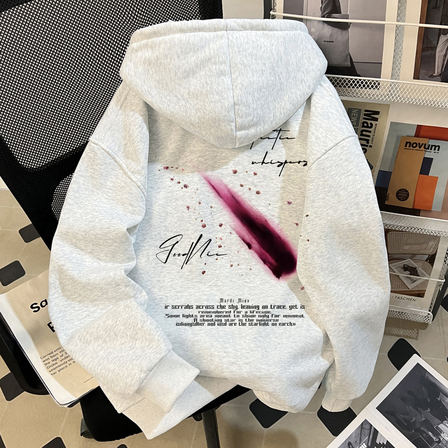 mardi灰色连帽卫衣男女情侣秋冬重磅纯棉宽松加绒加厚高级感潮流