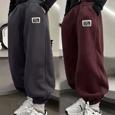 儿童加绒裤子冬季特厚羊羔绒保暖加厚棉裤女童运动裤男童特厚外穿