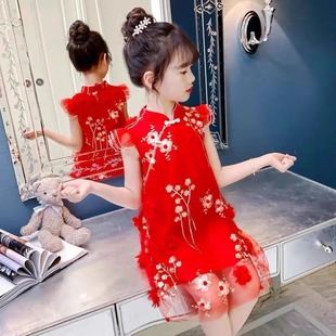 女童连衣裙唐装 2024新款 儿童中国风旗袍超仙夏季 夏装 洋气小裙子