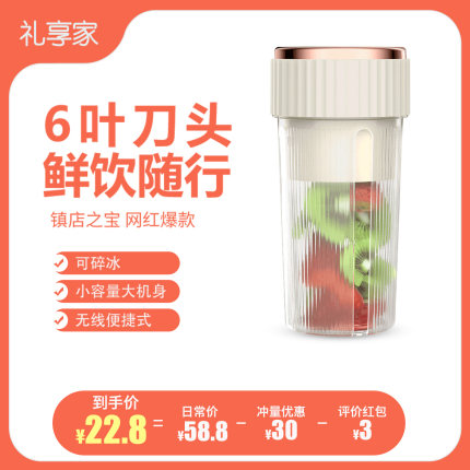 榨汁机家用小型便携式电动充电网红款迷你果汁杯无线学生宿舍健身