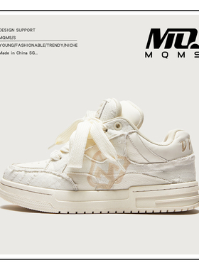 MQMS破坏美学系列白色面包潮鞋街头潮流板鞋子男潮鞋小白鞋情侣鞋