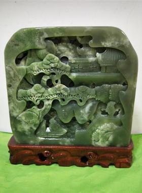 和田玉山子松下老人摆件6.54千克天然玉石山子摆件送底座包邮