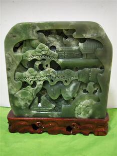 和田玉山子松下老人摆件6.54千克天然玉石山子摆件送底座包邮