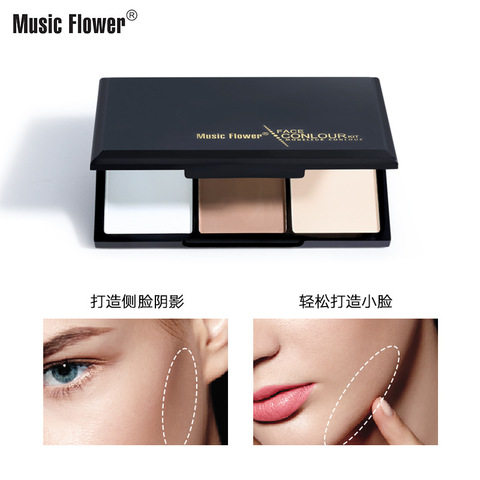 MusicFlower三色款鼻影修容粉卧蚕修颜粉高光粉饼音乐花修颜阴影
