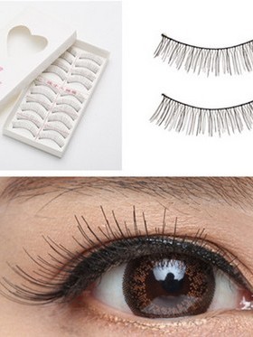 包邮台湾纯手工假睫毛218棉线梗自然裸妆浓密眼尾加长款尖尾款