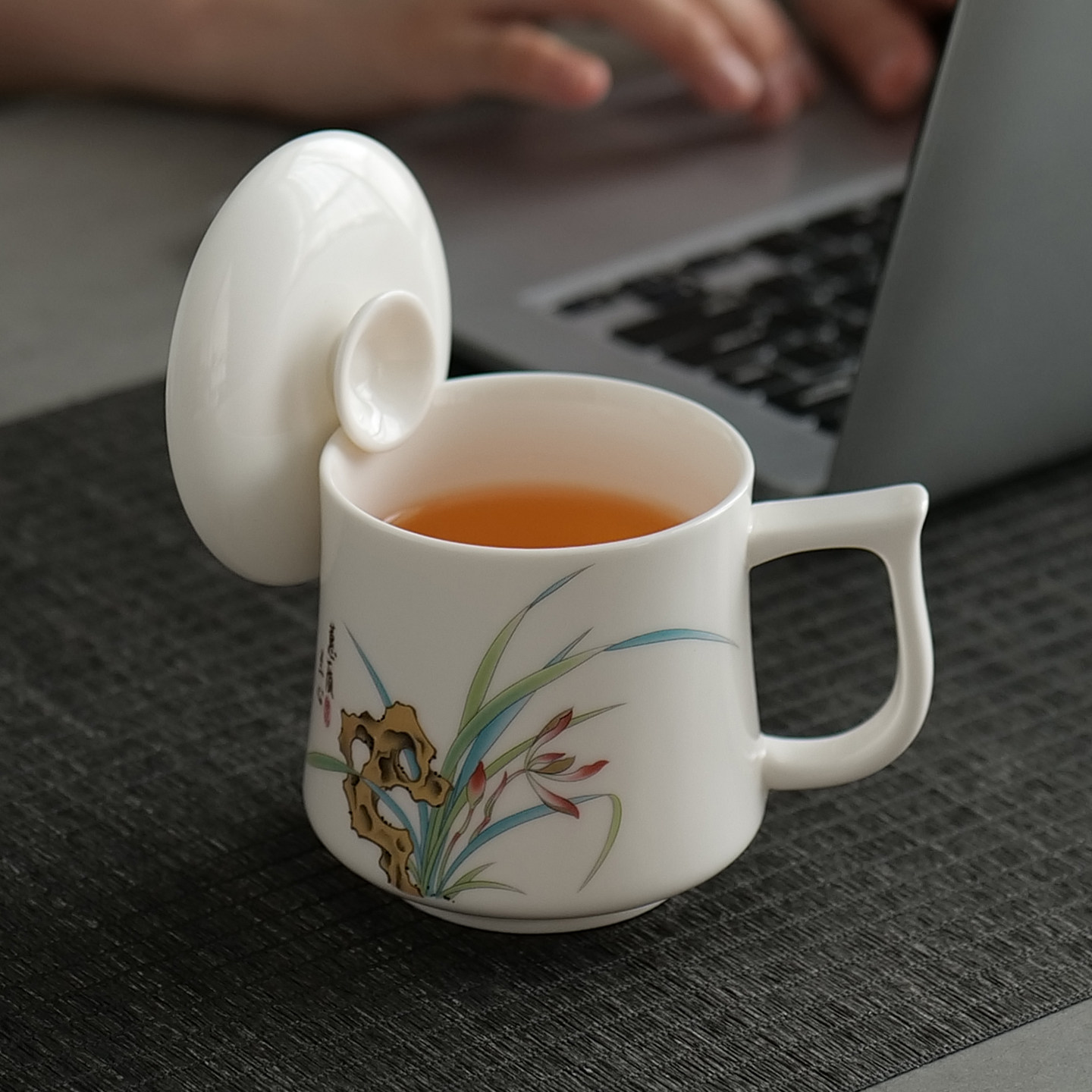 德化白瓷办公杯带盖个人专用单杯羊脂玉兰花马克杯水杯办公室杯子,餐饮具,马克杯,淘宝优惠券,粉丝福利购,淘宝优惠卷