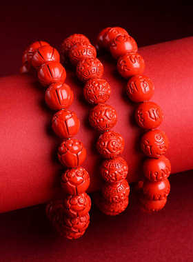 jya原矿红纱朱砂手串平安转运珠