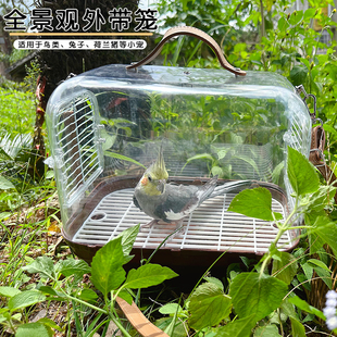 鹦鹉鸟外带笼 透明便携外出包虎皮牡丹玄凤笼鹦鹉笼手提笼背带笼