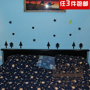 韩式风格墙贴/浪漫夜景装饰/玻璃贴/床头贴◆k-089 森林之夜