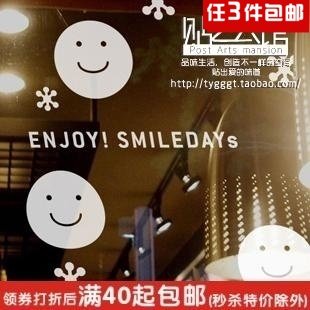 冬季装饰/雪花 表情/可爱节日贴/玻璃橱窗贴◆k-185 enjoy