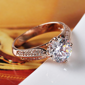 钻戒女仿真莫桑两克拉莫桑石小众设计大钻戒指925纯银时尚 一 2个性