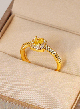 开口高级感小方糖戒指女款