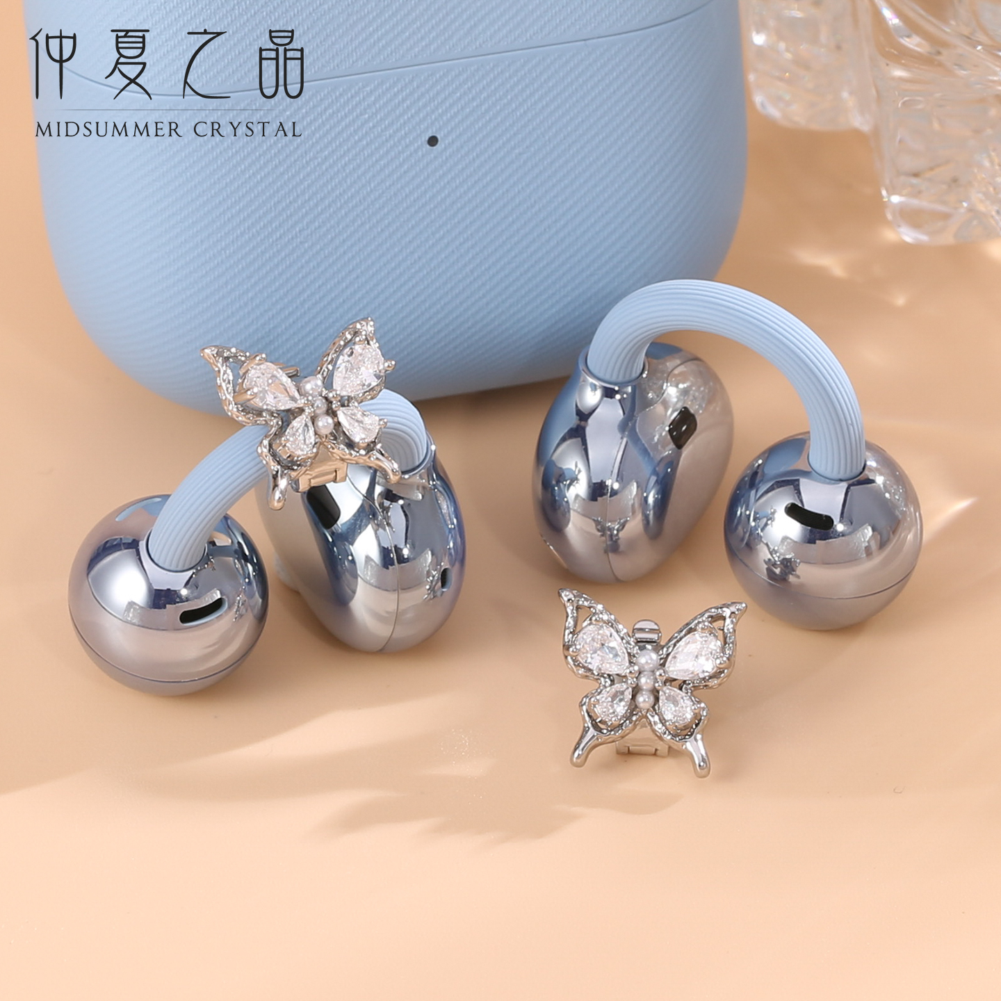 仲夏之晶蝴蝶耳夹耳机钻扣耳机扣