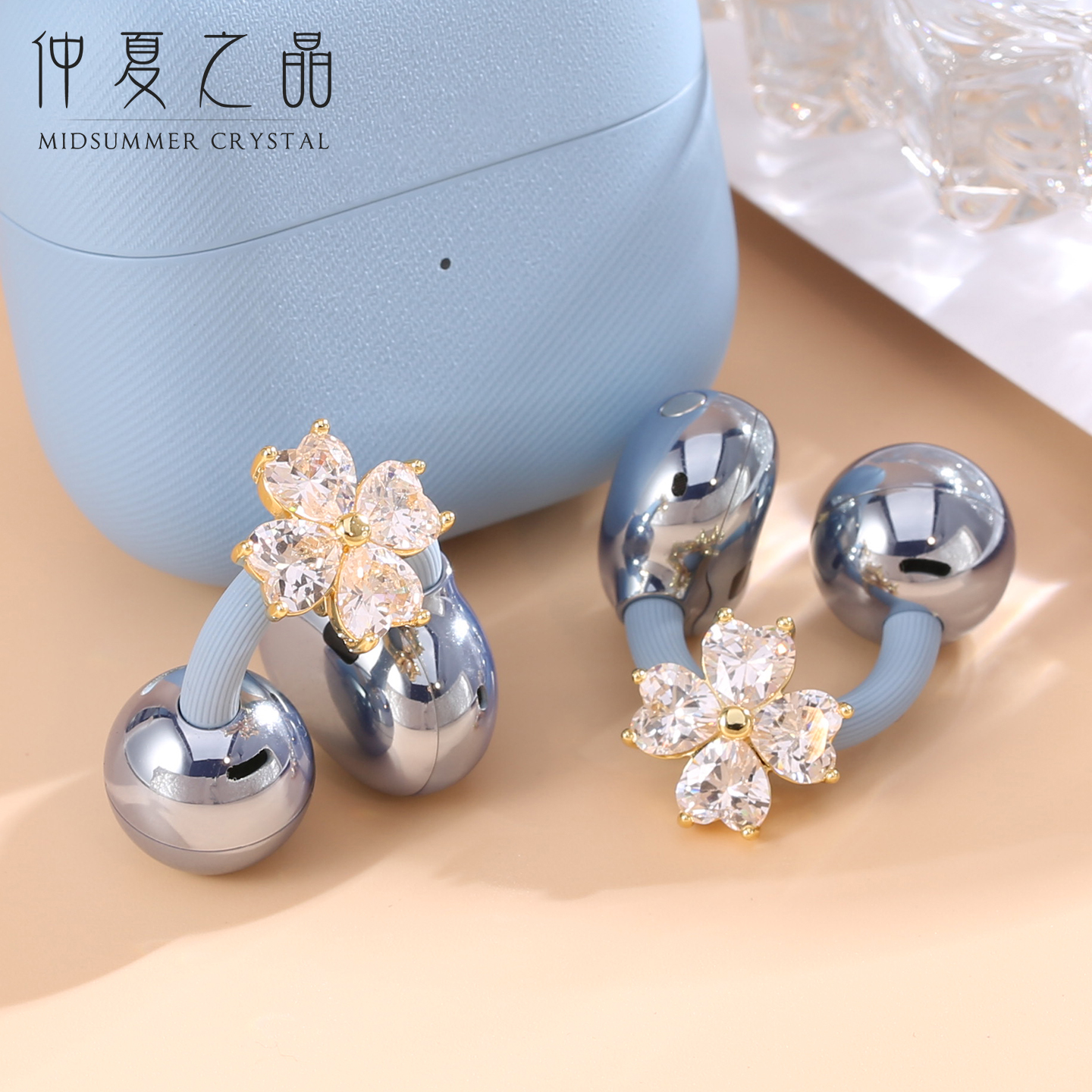 仲夏之晶四叶草耳夹式耳机钻扣