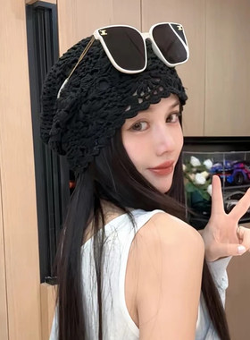 日系手工编织毛线帽镂空时尚男女