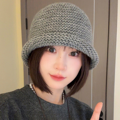 卷边针织渔夫帽秋冬保暖套头帽