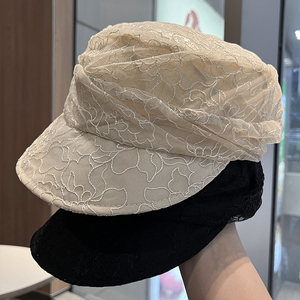 清透超薄蕾丝显脸小八角马术帽