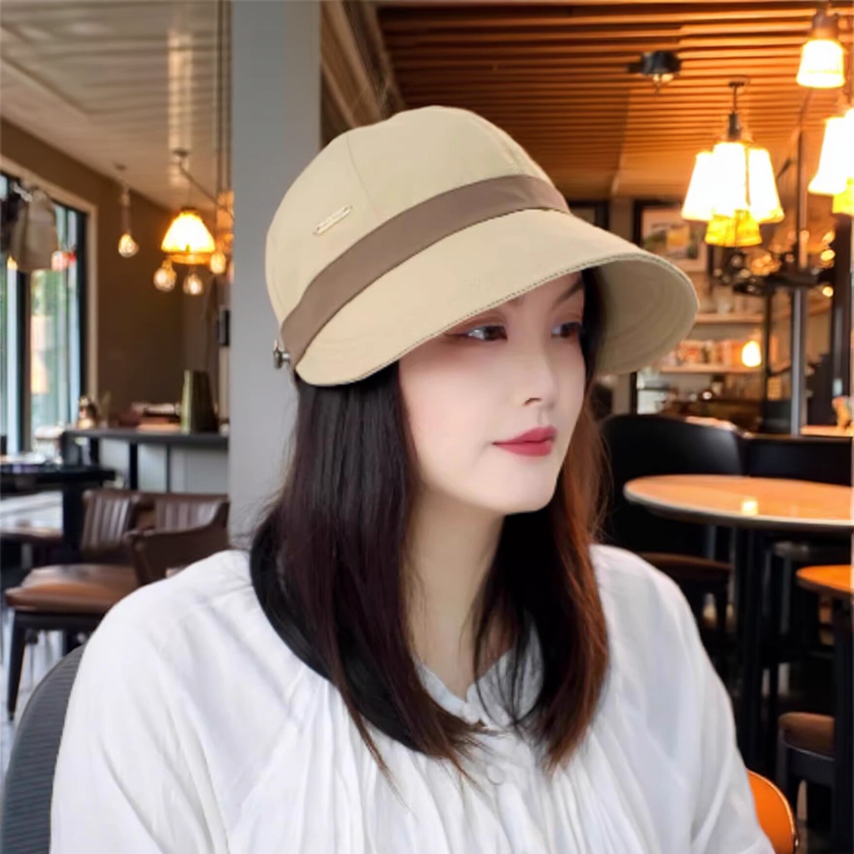 2025新款春夏天防晒遮阳渔夫帽子女款宽帽檐显脸小百搭休闲鸭舌帽