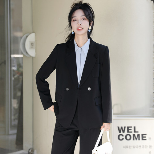 气质宽松西装阔腿裤套装女