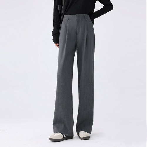 小个子高级感直筒阔腿裤女