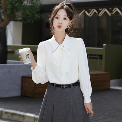 小个子蝴蝶结衬衫女可拆卸