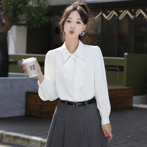 小个子蝴蝶结衬衫女可拆卸