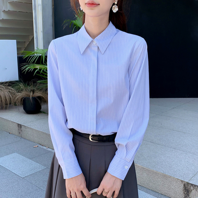 职业正装条纹衬衫女长袖