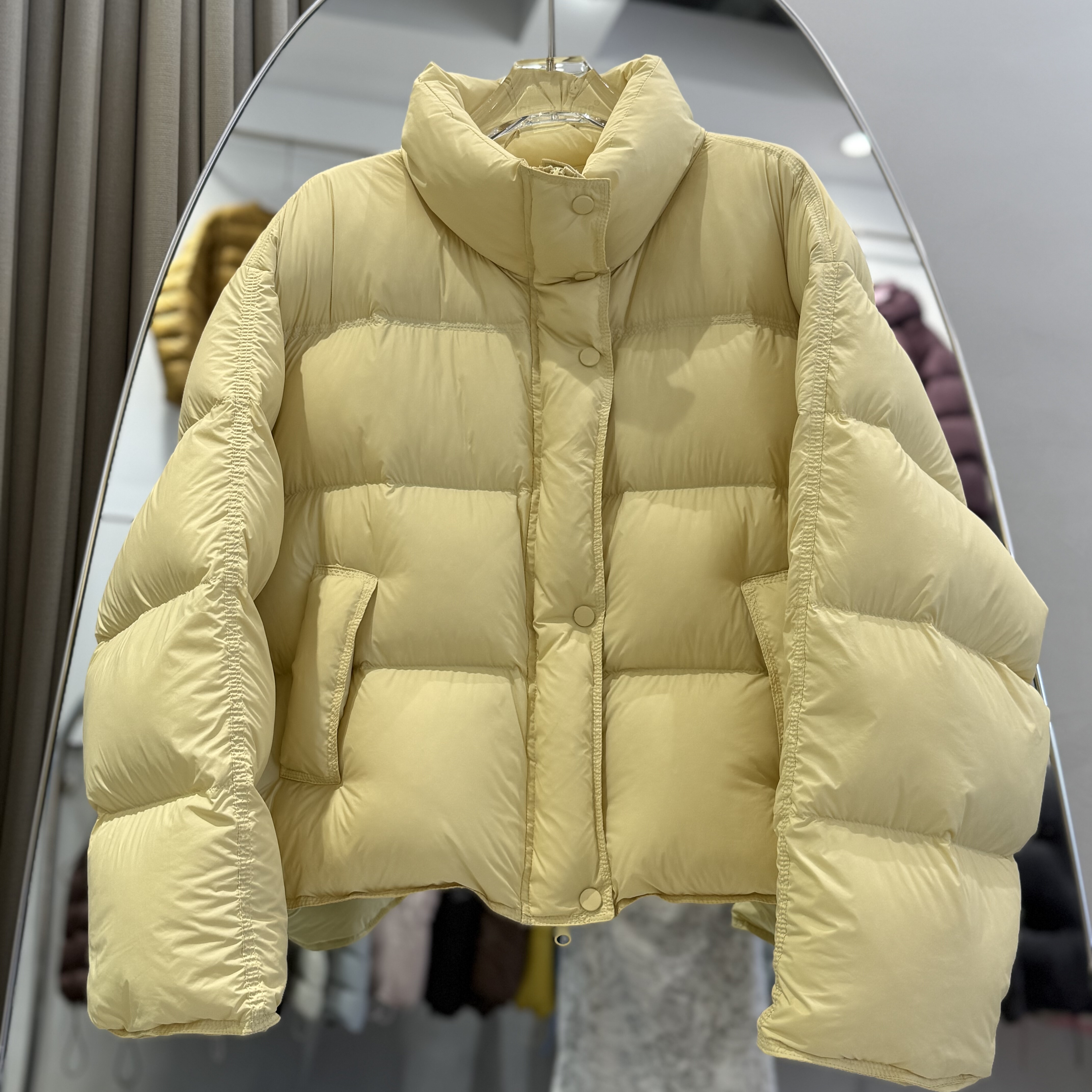 2025冬季泡芙新款羽绒服女短款立领加厚保暖90白鸭绒面包服外套