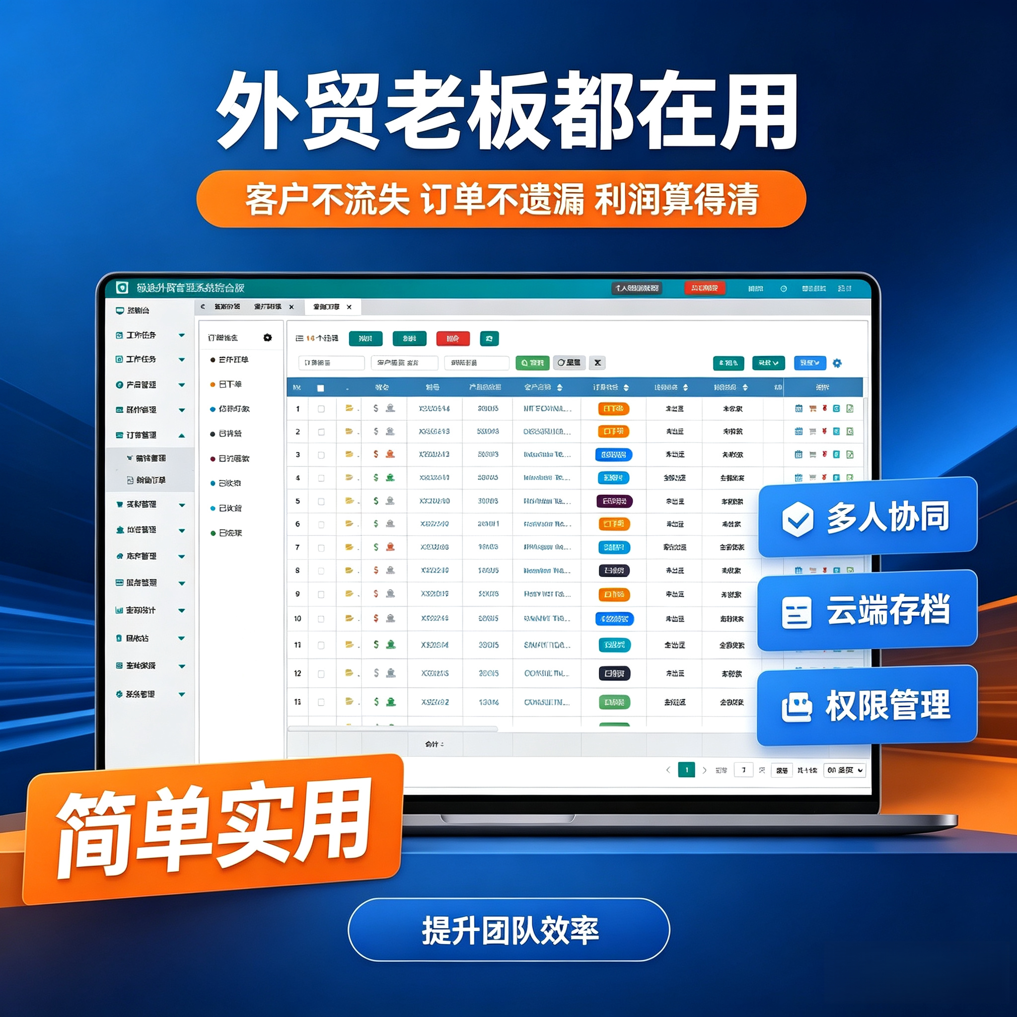 外贸软件 出口订单管理 外贸业务员管理 外贸报关单制作C套餐