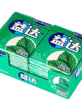 10包益达无糖口香糖12片装木糖醇清新口气清爽薄荷糖办公室小零食
