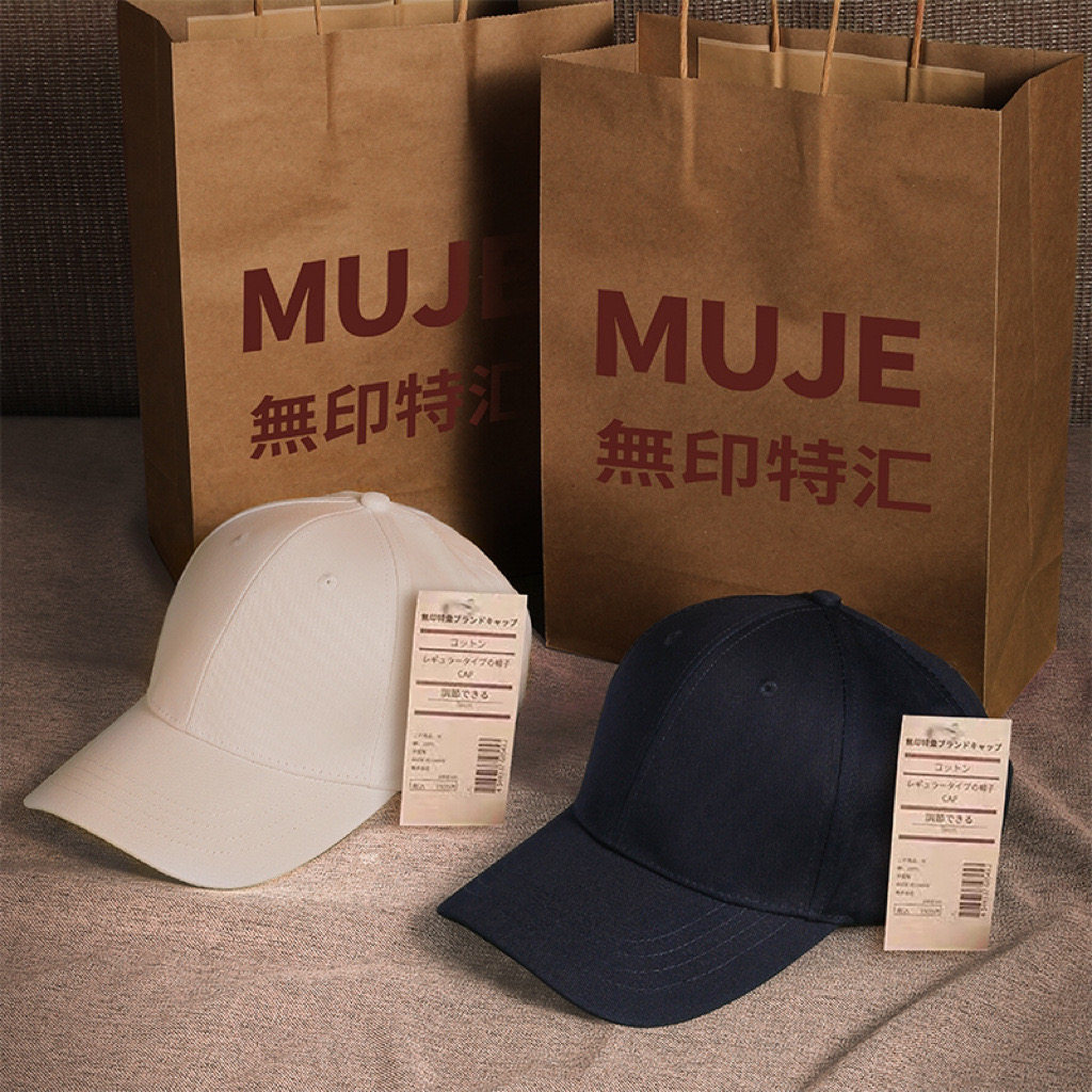 代购MU无印光板帽子男款冬季棒球帽女黑色大头围男士秋冬鸭舌帽男