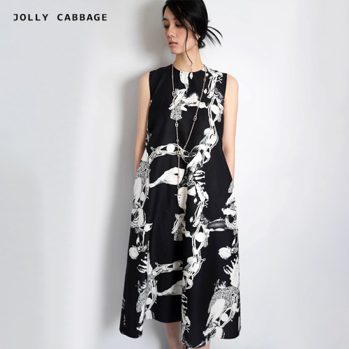 JOLLYCABBAGE优雅H真丝棉麻印花