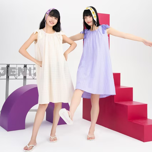 简诗哲24春夏新款梭织提花圆领背心女裙甜美可爱家居服睡衣