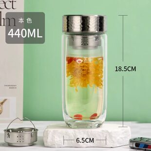 匡迪双层玻璃杯隔热防烫水杯男女大容量家用水晶泡茶杯加厚鹅蛋杯