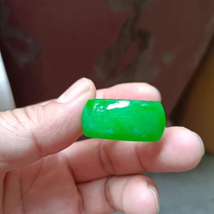 缅甸阳绿翡翠戒指老坑冰糯种阳绿马鞍扳指男款玉指环宝玉石马鞍戒