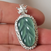 冰种油绿豪镶缅甸A货翡翠玉叶子挂件吊坠特惠金枝玉叶玉坠满绿色