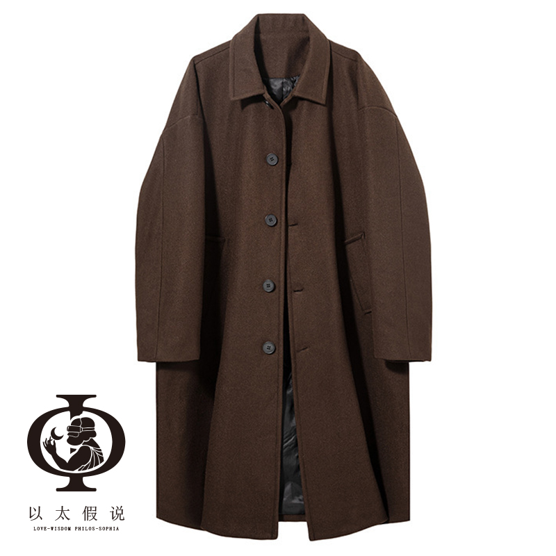 中长款毛呢大衣风衣日系秋冬季男