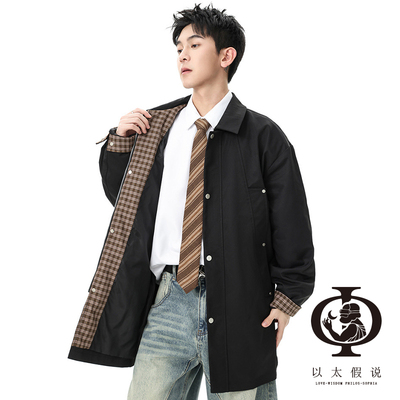 廓形中长款风衣外套男秋冬德式