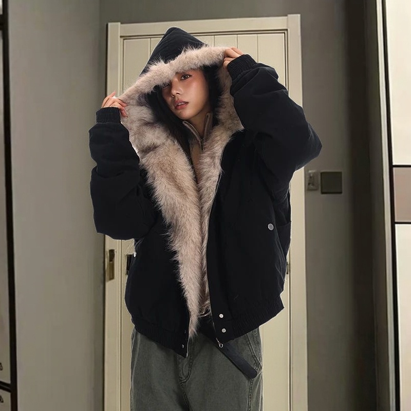 座山雕外套加厚棉衣绒毛冬季