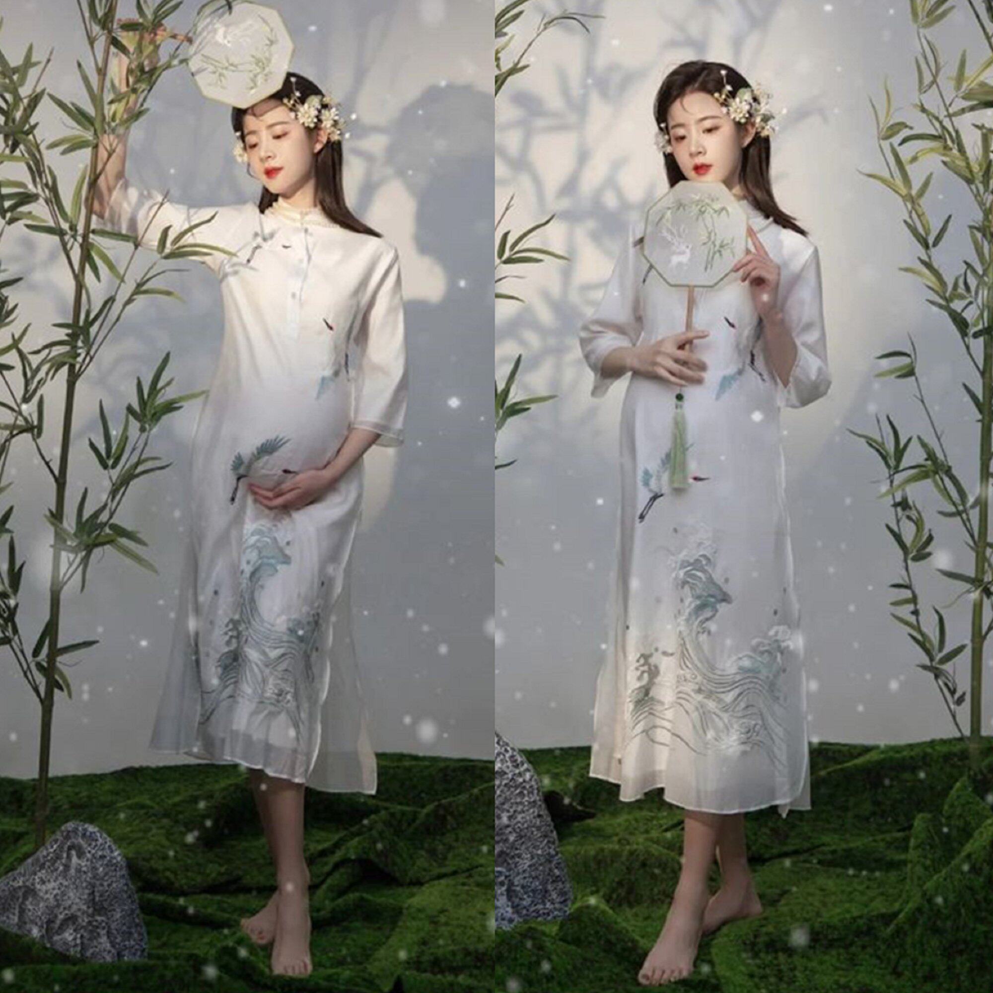 影楼孕妇照摄影服装个人艺术写真拍照复古旗袍孕妇中国风拍照礼服
