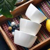 纯白北欧陶瓷家用米饭碗四方碗4.5英寸餐具冰淇淋碗雪糕碗汤