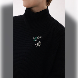 muer沐耳【翠竹】胸针天然高品质淡水珍珠竹子中国风复古旗袍别针