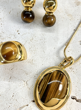 muer沐耳毛衣链珍珠天然虎睛石