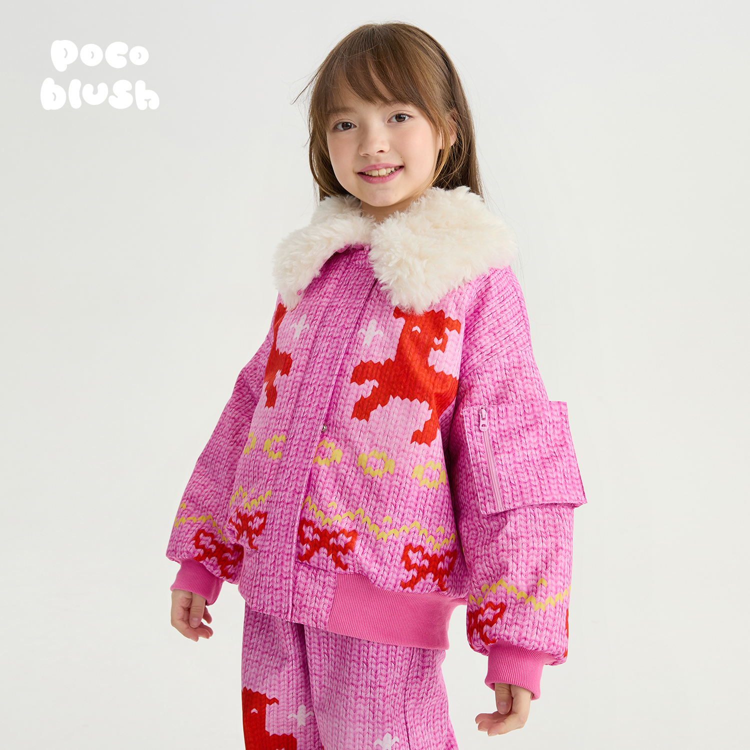 棒针灵感的小羊大豆棉服毛绒外套