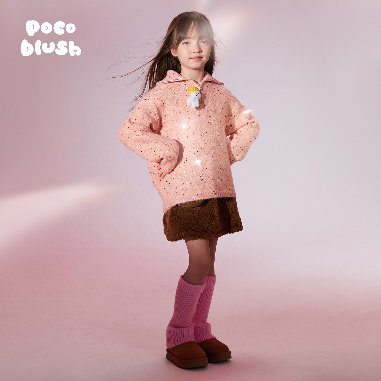 【闪着光的雪人】亮片毛衣女童