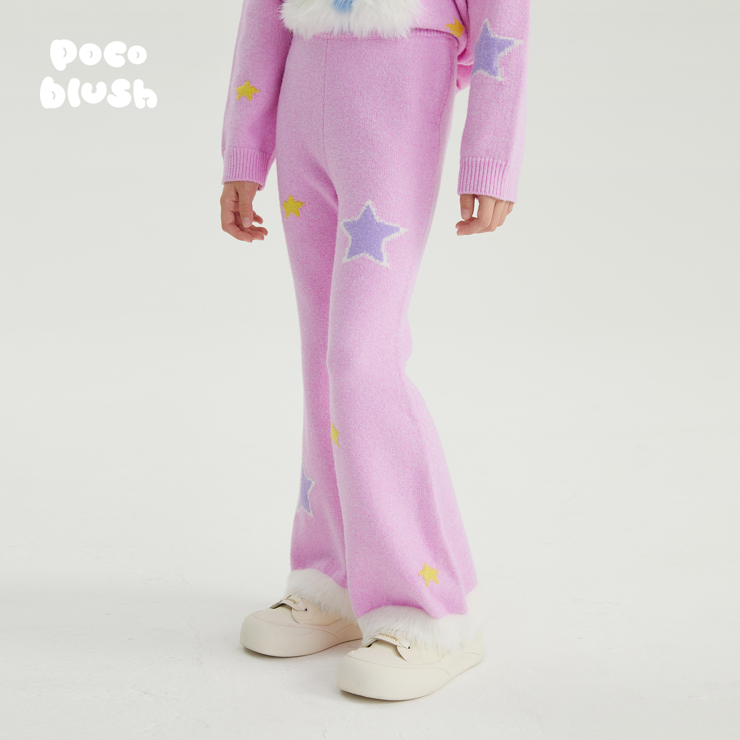 【雪人不倒翁】毛织喇叭裤秋冬